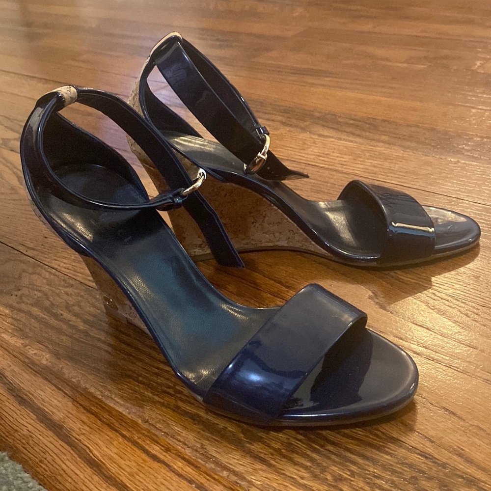 Navy Gucci Wedges